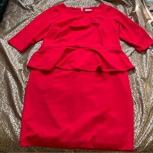 Calvin Klein Elegant Red Peplum Dress